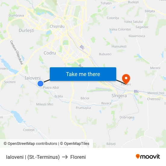 Ialoveni | (St.-Terminus) to Floreni map