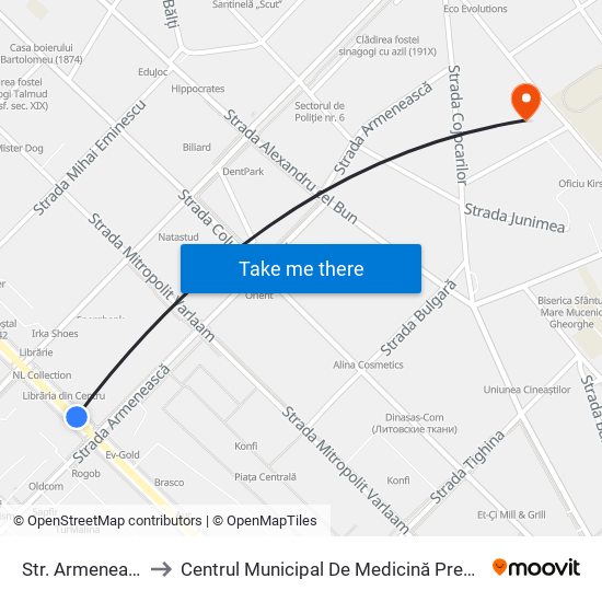 Str. Armenească to Centrul Municipal De Medicină Preventivă map