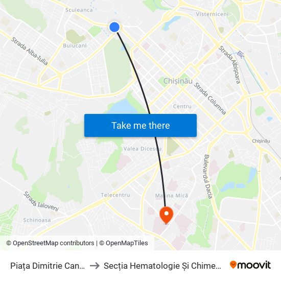 Piața Dimitrie Cantemir to Secția Hematologie Și Chimeoterapie map