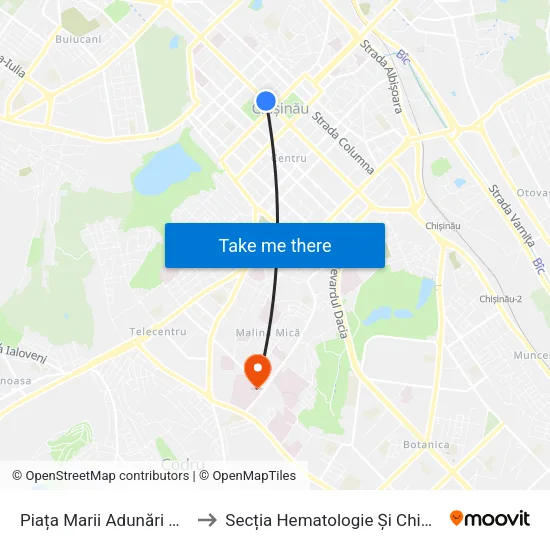 Piața Marii Adunări Naționale to Secția Hematologie Și Chimeoterapie map