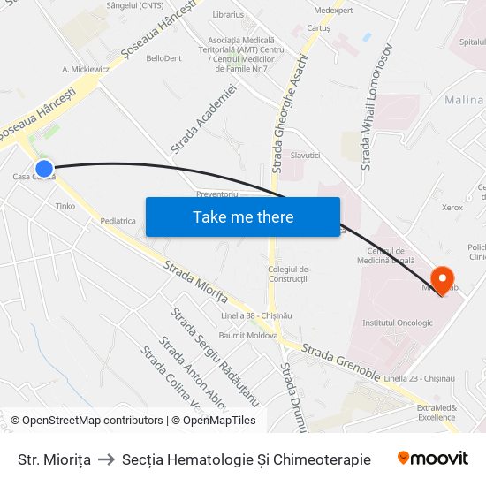 Str. Miorița to Secția Hematologie Și Chimeoterapie map