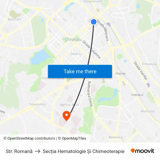 Str. Romană to Secția Hematologie Și Chimeoterapie map