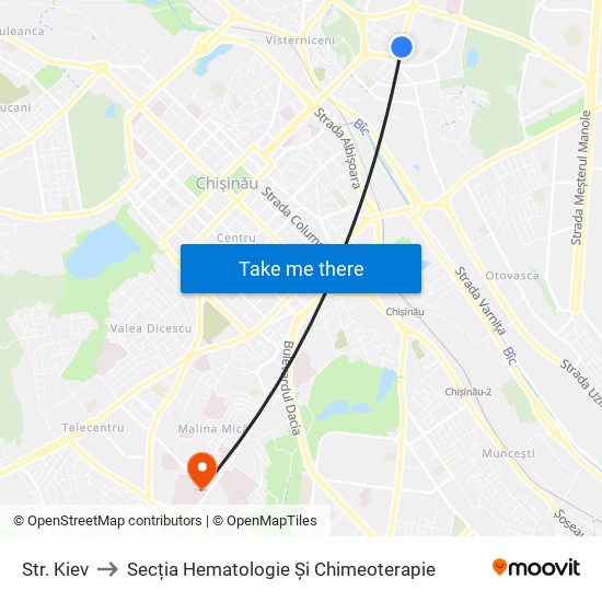 Str. Kiev to Secția Hematologie Și Chimeoterapie map