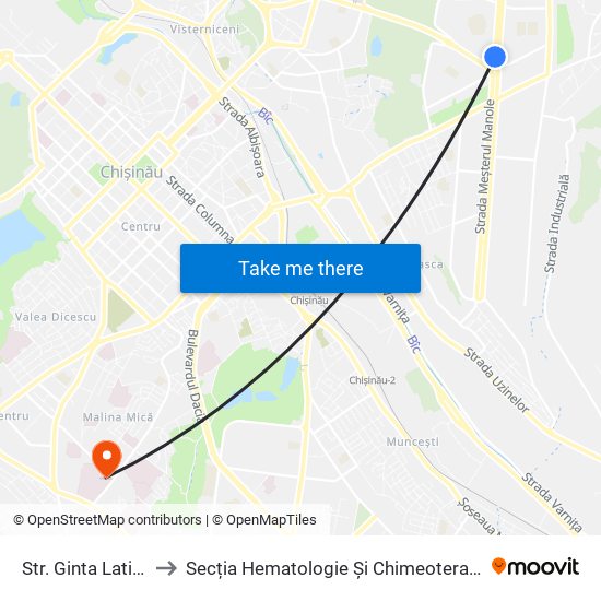 Str. Ginta Latină to Secția Hematologie Și Chimeoterapie map