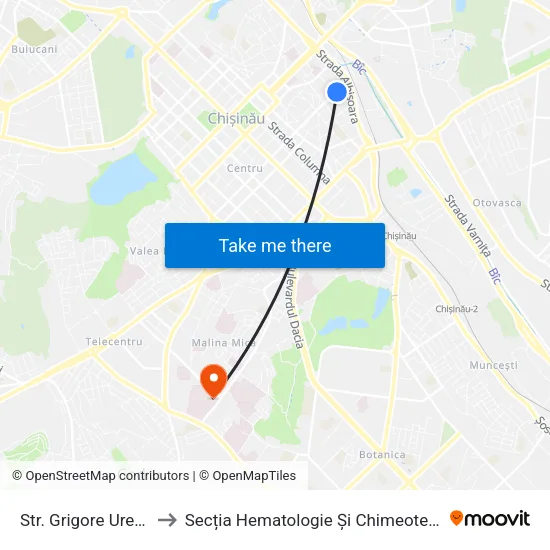 Str. Grigore Ureche to Secția Hematologie Și Chimeoterapie map