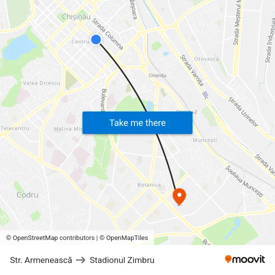 Str. Armenească to Stadionul Zimbru map