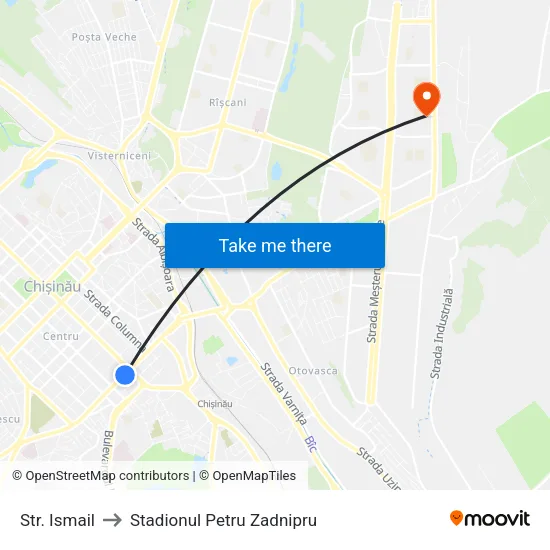 Str. Ismail to Stadionul Petru Zadnipru map