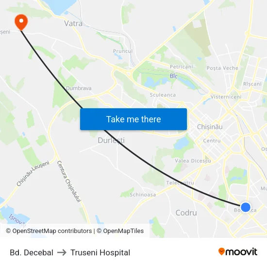 Bd. Decebal to Truseni Hospital map