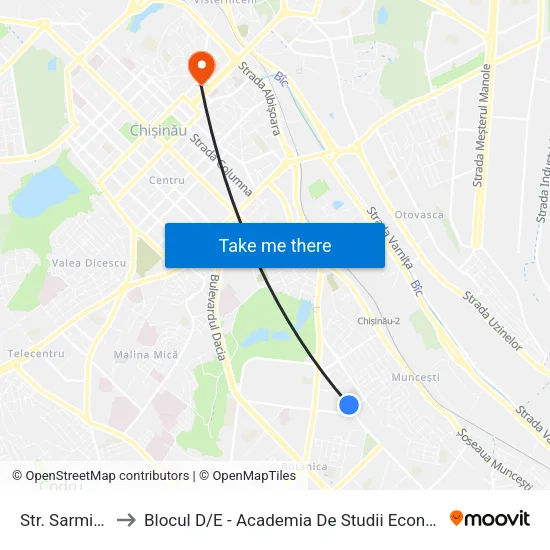 Str. Sarmizegetusa to Blocul D / E - Academia De Studii Economice A Moldovei (Asem) map