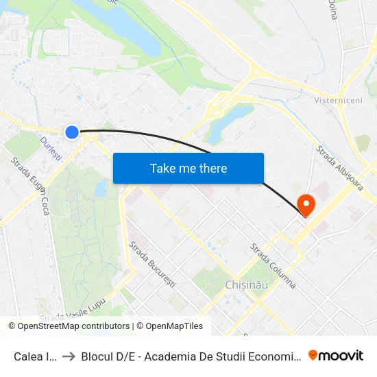 Calea Ieșilor to Blocul D / E - Academia De Studii Economice A Moldovei (Asem) map
