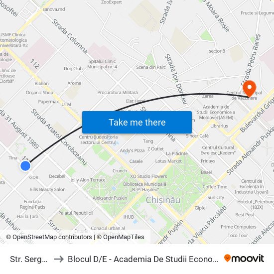 Str. Serghei Lazo to Blocul D / E - Academia De Studii Economice A Moldovei (Asem) map