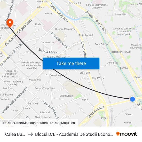 Calea Basarabiei to Blocul D / E - Academia De Studii Economice A Moldovei (Asem) map