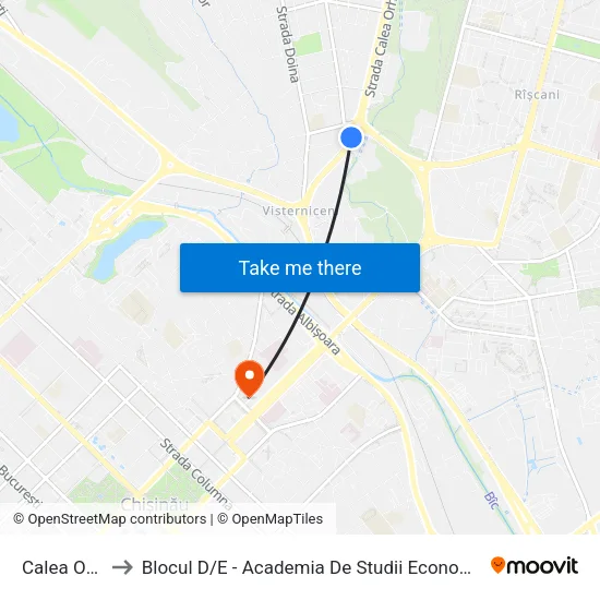 Calea Orheiului to Blocul D / E - Academia De Studii Economice A Moldovei (Asem) map