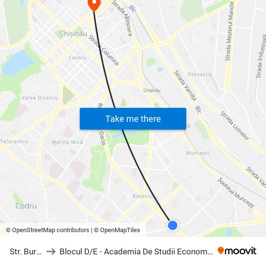 Str. Burebista to Blocul D / E - Academia De Studii Economice A Moldovei (Asem) map