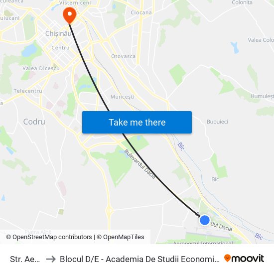 Str. Aeroport to Blocul D / E - Academia De Studii Economice A Moldovei (Asem) map