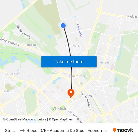 Str. Doina to Blocul D / E - Academia De Studii Economice A Moldovei (Asem) map