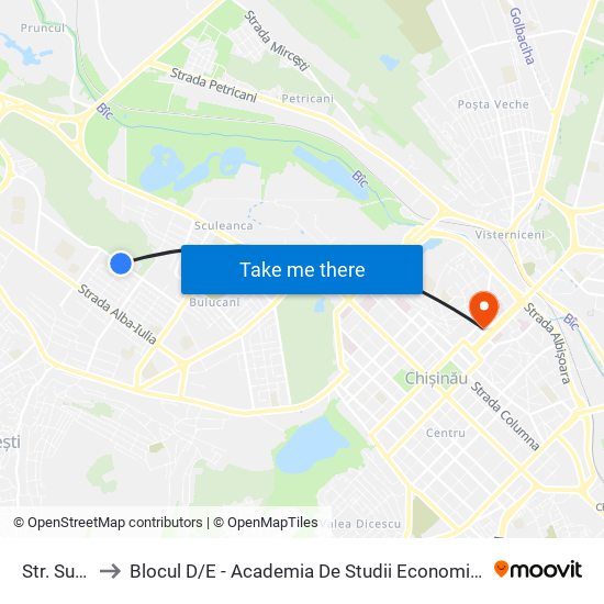 Str. Sucevița to Blocul D / E - Academia De Studii Economice A Moldovei (Asem) map