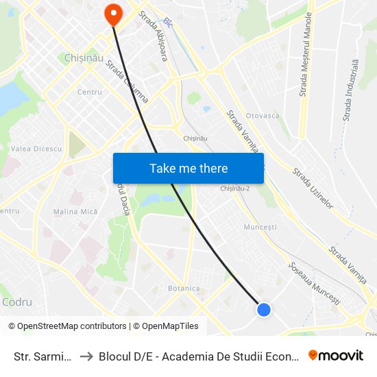 Str. Sarmizegetusa to Blocul D / E - Academia De Studii Economice A Moldovei (Asem) map