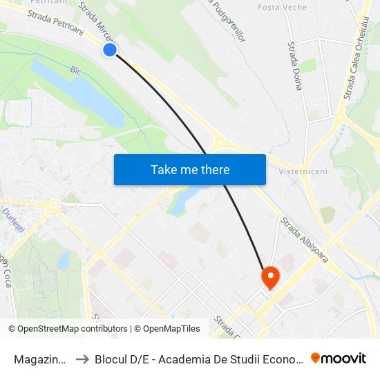 Magazinul Pegas to Blocul D / E - Academia De Studii Economice A Moldovei (Asem) map