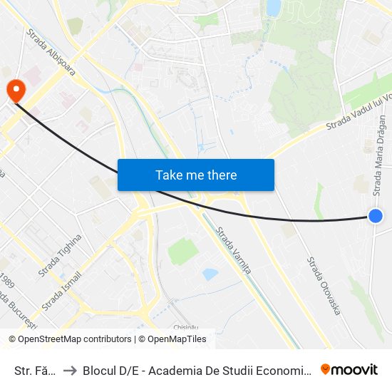 Str. Făurești to Blocul D / E - Academia De Studii Economice A Moldovei (Asem) map