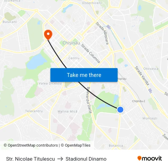 Str. Nicolae Titulescu to Stadionul Dinamo map