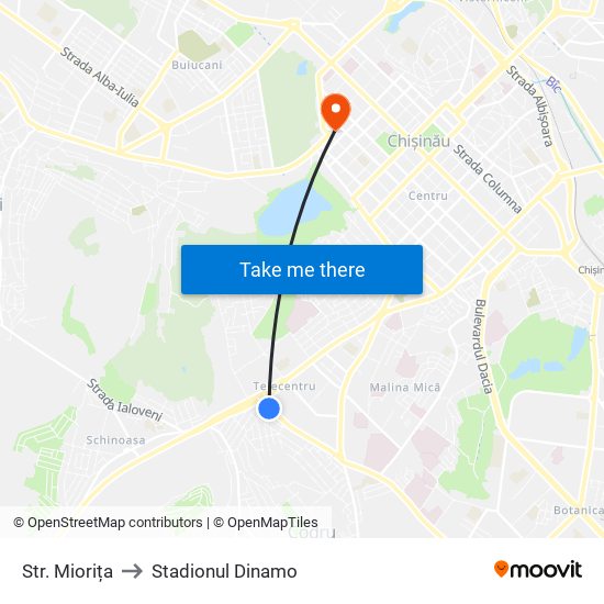 Str. Miorița to Stadionul Dinamo map
