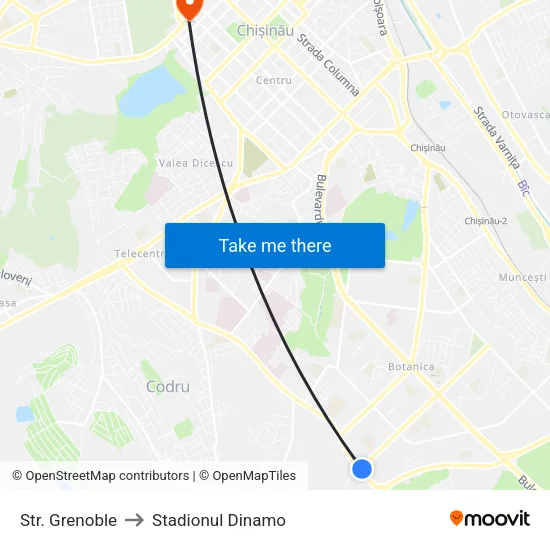 Str. Grenoble to Stadionul Dinamo map