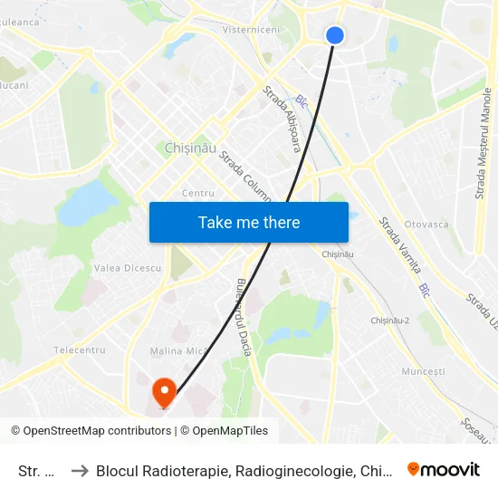 Str. Kiev to Blocul Radioterapie, Radioginecologie, Chimeoterapie map