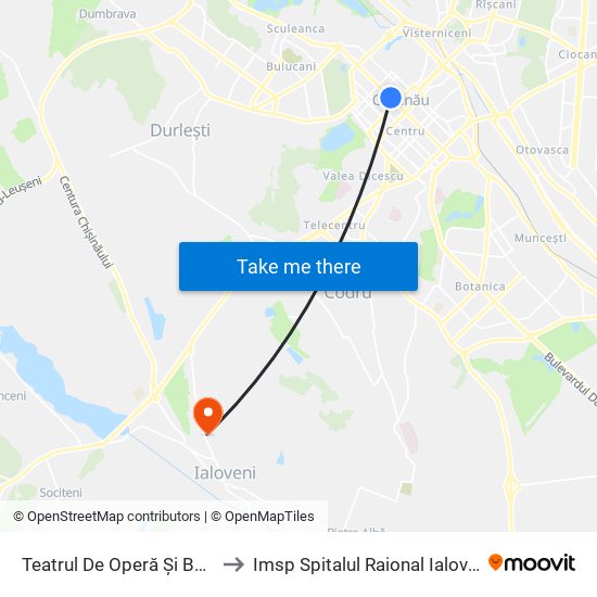 Teatrul De Operă Și Balet to Imsp Spitalul Raional Ialoveni map