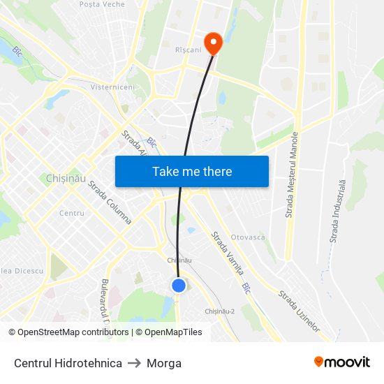 Centrul Hidrotehnica to Morga map