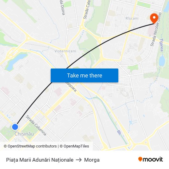 Piața Marii Adunări Naționale to Morga map