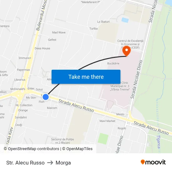 Str. Alecu Russo to Morga map