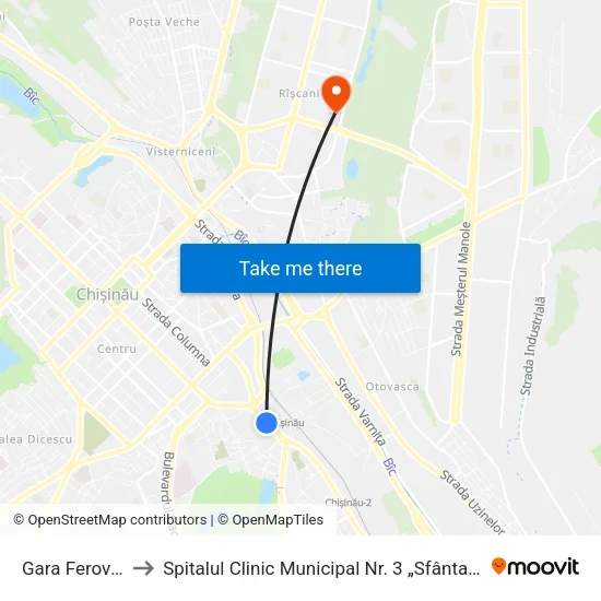 Gara Feroviară to Spitalul Clinic Municipal Nr. 3 „Sfânta Treime“ map