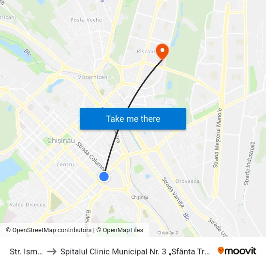 Str. Ismail to Spitalul Clinic Municipal Nr. 3 „Sfânta Treime“ map