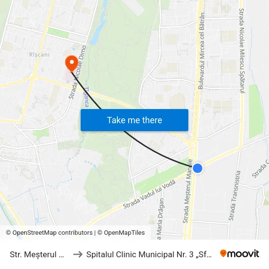 Str. Meșterul Manole to Spitalul Clinic Municipal Nr. 3 „Sfânta Treime“ map