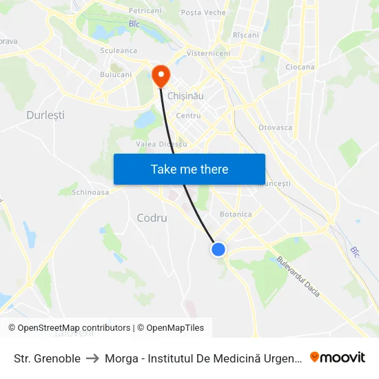 Str. Grenoble to Morga - Institutul De Medicină Urgentă map