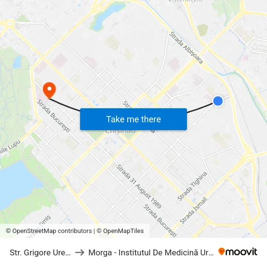 Str. Grigore Ureche to Morga - Institutul De Medicină Urgentă map