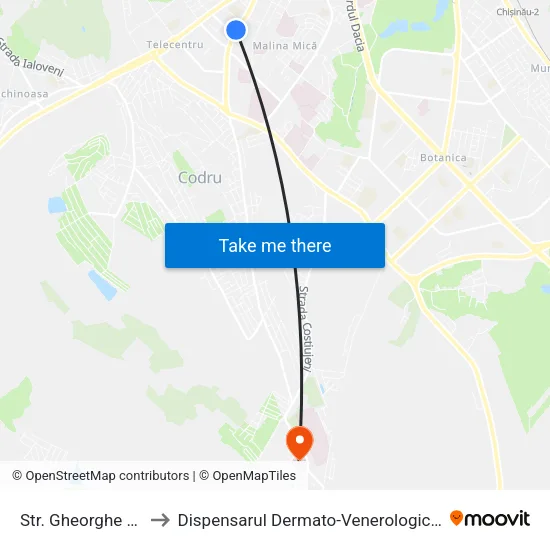 Str. Gheorghe Asachi to Dispensarul Dermato-Venerologic Republican map