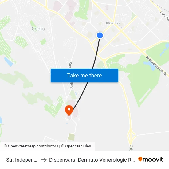 Str. Indepenenței to Dispensarul Dermato-Venerologic Republican map