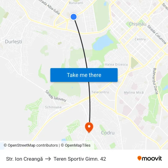 Str. Ion Creangă to Teren Sportiv Gimn. 42 map