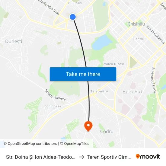 Str. Doina Și Ion Aldea-Teodorovici to Teren Sportiv Gimn. 42 map