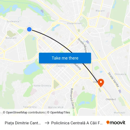 Piața Dimitrie Cantemir to Policlinica Centrală A Căii Ferate map
