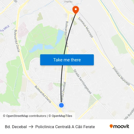 Bd. Decebal to Policlinica Centrală A Căii Ferate map