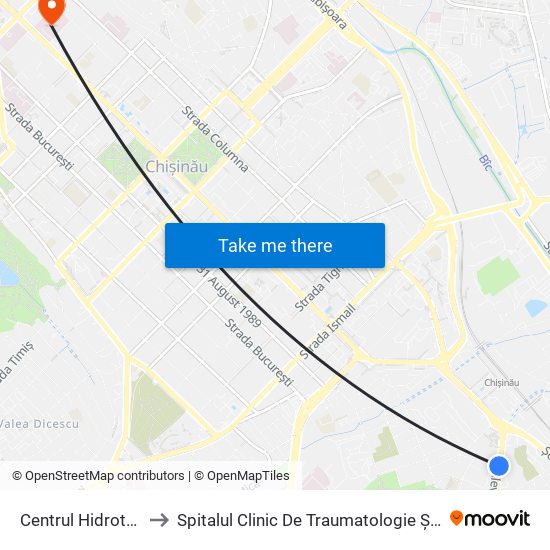 Centrul Hidrotehnica to Spitalul Clinic De Traumatologie Și Ortopedie map