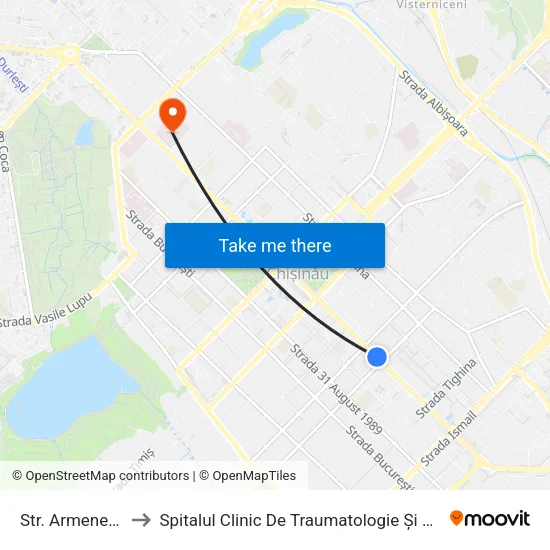 Str. Armenească to Spitalul Clinic De Traumatologie Și Ortopedie map