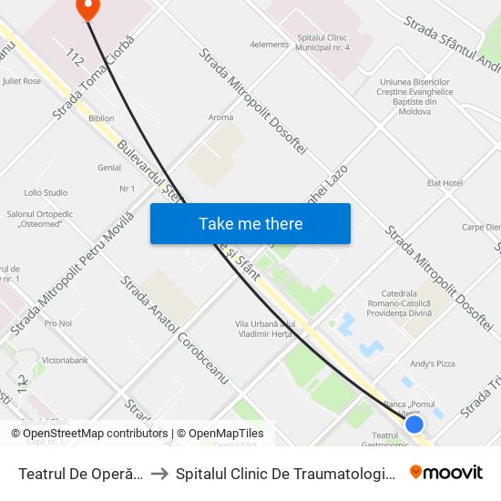 Teatrul De Operă Și Balet to Spitalul Clinic De Traumatologie Și Ortopedie map