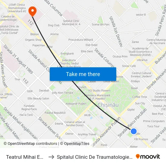 Teatrul Mihai Eminescu to Spitalul Clinic De Traumatologie Și Ortopedie map