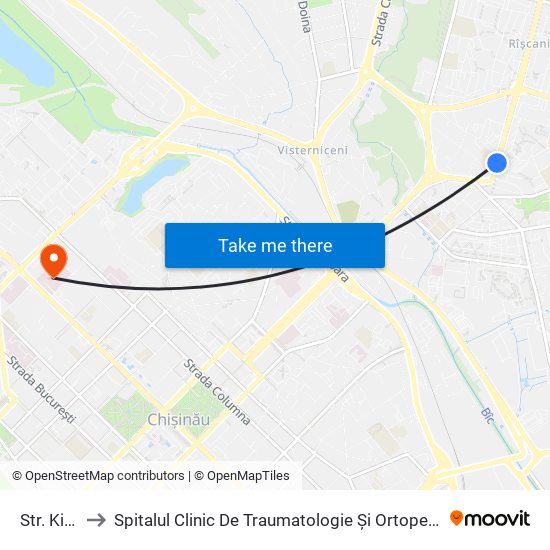 Str. Kiev to Spitalul Clinic De Traumatologie Și Ortopedie map