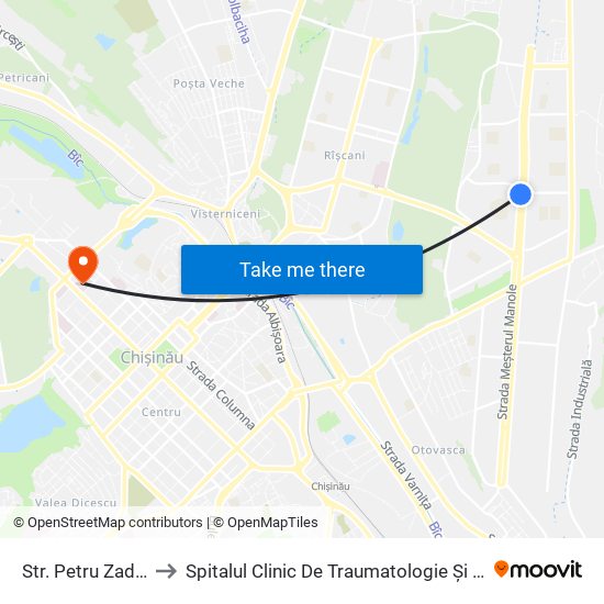 Str. Petru Zadnipru to Spitalul Clinic De Traumatologie Și Ortopedie map