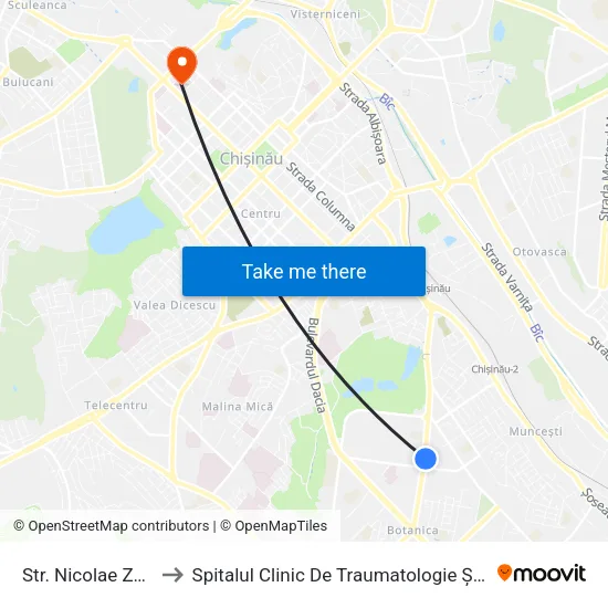 Str. Nicolae Zelinski to Spitalul Clinic De Traumatologie Și Ortopedie map